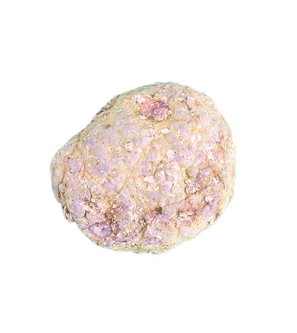 Unopened candy geode. Mostly brown exterior with some purple.