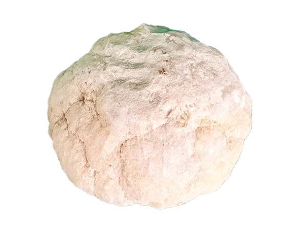 Closeup of a small unopened Moroccan Geode with a light tan color.