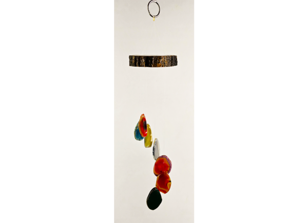 A multicolored agate windchime.