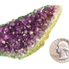 Amethyst cluster 'M' with a quarter for comparison.