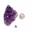 Amethyst cluster 'A' with a quarter for comparison.