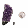 Amethyst cluster 'B' with a quarter for comparison.