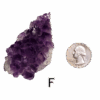 Amethyst cluster 'F' with a quarter for comparison.