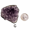 Amethyst cluster 'G' with a quarter for comparison.
