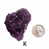Amethyst cluster 'K' with a quarter for comparison.