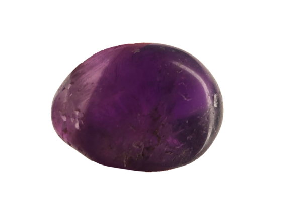 Small tumbled amethyst stone with rich purple hues.