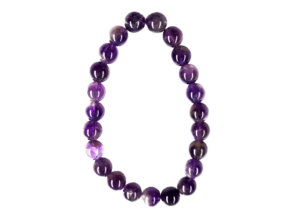 An Amethyst bead bracelet with deep purple to violet hues.