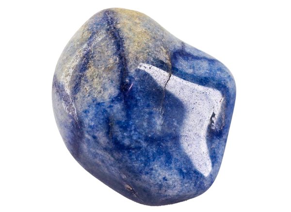 Large tumbled blue quartz stone in soft shades of sky blue with subtle marbling.