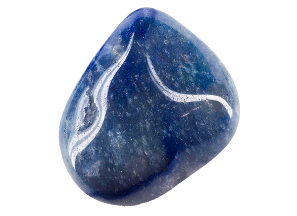 Large tumbled blue quartz stone in soft shades of sky blue with subtle marbling.