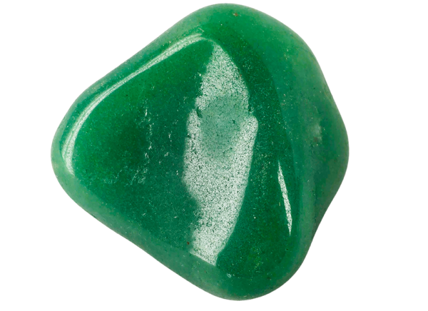 Alt text: Large tumbled Green Aventurine stone with smooth, polished surface and natural green hues, displayed on a neutral background.