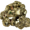 A closup of pyrite showing the cube shaped structure of the stone.