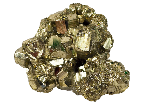 A closup of pyrite showing the cube shaped structure of the stone.