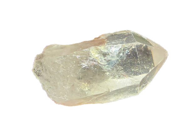 Closeup of a clear quartz crystal.