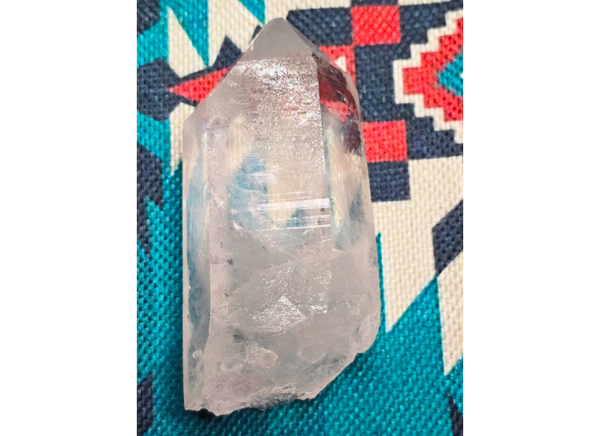 Closeup of a large clear quartz point.