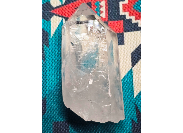 Closeup of a large clear quartz point.