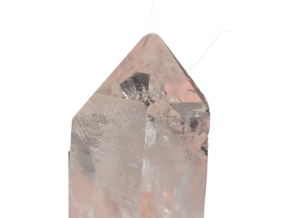 Closeup of a large clear quartz point.