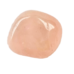 A light pink, slightly translucent extra large tumbled rose quartz specimen reflecting light showing the quality of the polish.