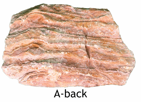 The back side of a wave dolomite slab, it is not polished. Labeled A-back.