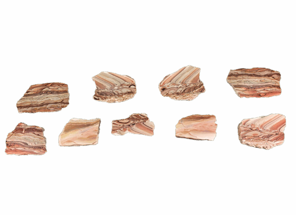A group shot of wave dolomite slabs.