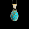 Sterling silver turquoise pendant with copper matrix.