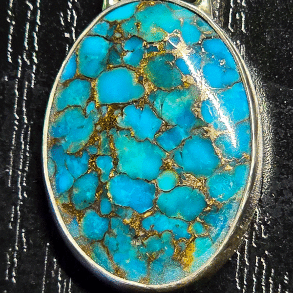 Handcrafted Turquoise & Copper Matrix Pendant | 25.5ct Natural Stone in Sterling Silver